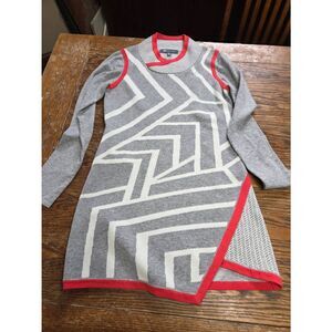 Title Nine wool blend asymmetrical grey&white sweater dress sz Medium